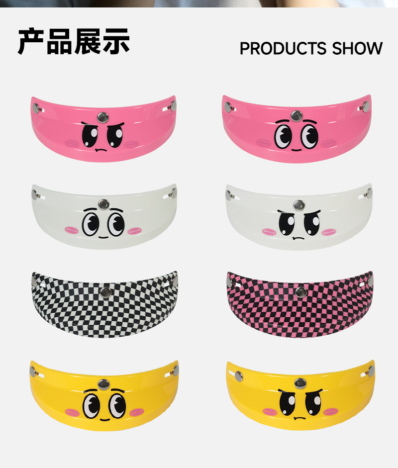 Cute Retro Motorcycle Half Helmet 3/4 Helmet Pink White Angry Cute Three-Button Harley Universal Helmet with Brim for Women