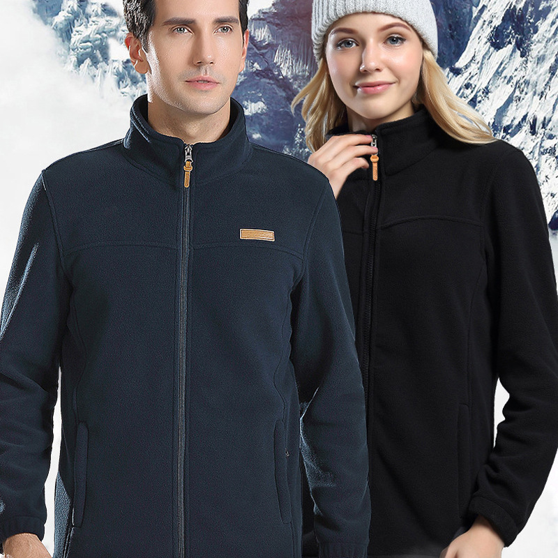 Factory wholesale outdoor fleece cardigan autumn and winter warm breathable jacket liner men's thick polar fleece jacket women