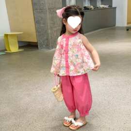 女童碎花套装夏季2026新款儿童新中式夏装女孩T恤两件套洋气国风