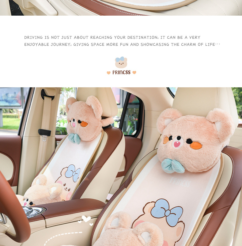 Confession Bear Car Seat Cushion Autumn and Winter Warm Anti-Slip Car Seat Cushion Cute Cartoon Car Seat Cover