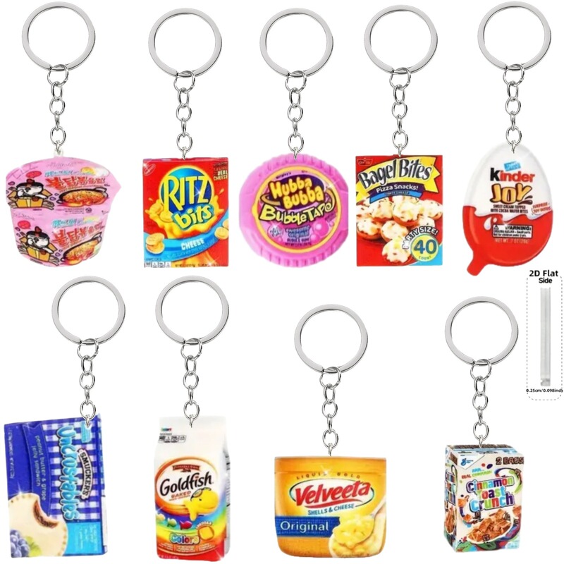 Simulation Novelty Snack Theme 2D Flat Acrylic Keychain Various Interesting Designs Fun Potato Chip Pendant