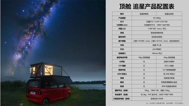 Electric Fully Automatic Roof Tent with Hard Shell, Solar-Powered, Remote-Controlled, Car-Mounted Sleeping Compartment, Large Space, Foldable for Outdoor Use