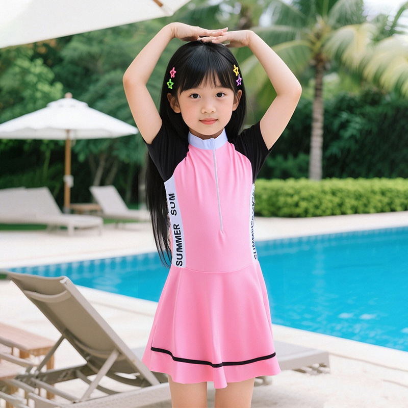 Traje de baño para niños nuevo estilo coreano mediano y grande para niños niñas vestido de una pieza estilo occidental traje de baño de entrenamiento boxeador profesional
