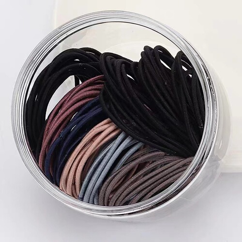 Simple thin hair ring, high elasticity and durability, hair tie, rubber band, women's hair tie, black hair rope, small leather case