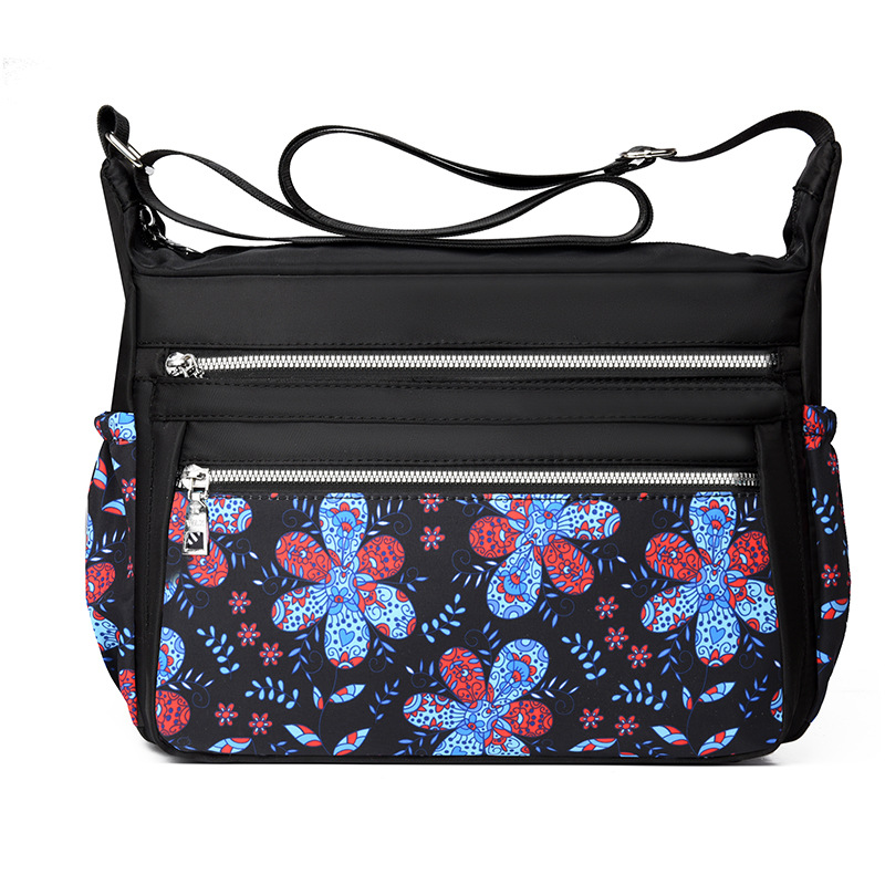 Bolso de hombro para mujeres de mediana edad bolso de la madre moda impresa casual tela de nylon de gran capacidad transfronteriza Venta caliente bolsa de mensajero para las mujeres