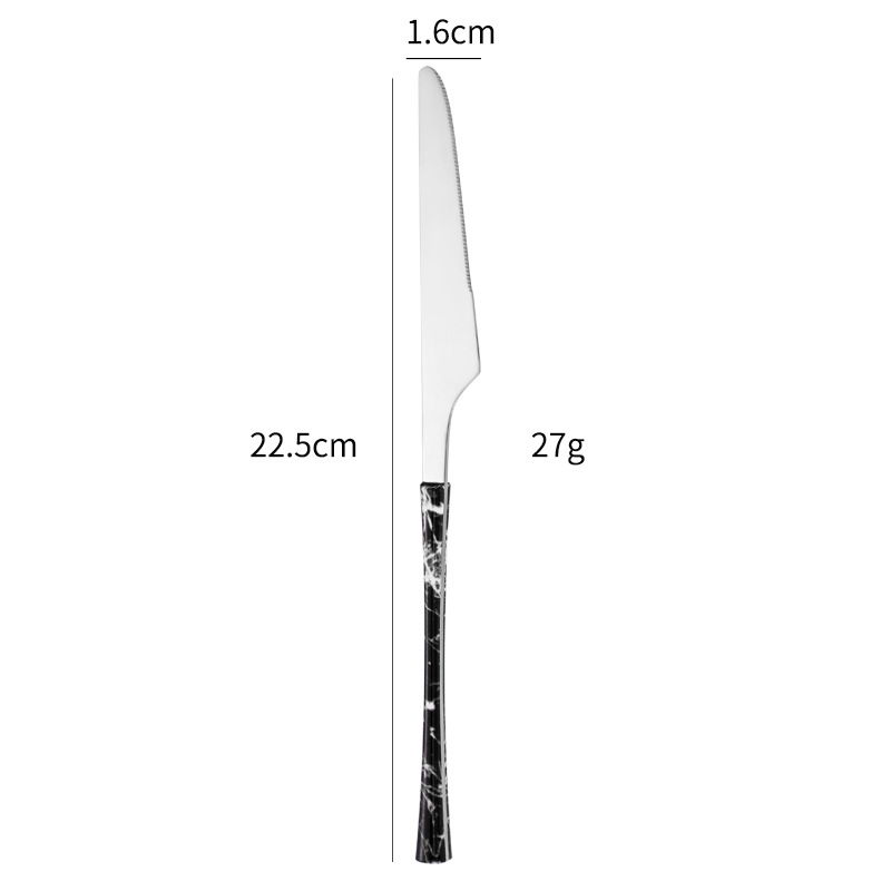 430 vajilla de acero inoxidable cuchillo de carne, tenedor y cuchara de clip manejar pequeña cintura mármol comida occidental 4 piezas cuchara transfronteriza cuchara de té