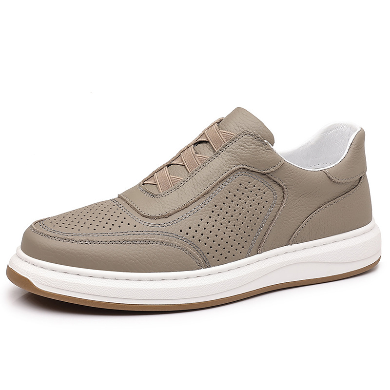 Piel de vaca de primera capa de verano nuevas sandalias de hombre zapatos de cuero casuales perforados zapatos de cuero transpirables huecos zapatos de hombre