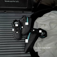 兒童鞋男童舒適AJ高幫空軍板鞋2023秋冬款女童學生運動鞋二棉鞋潮