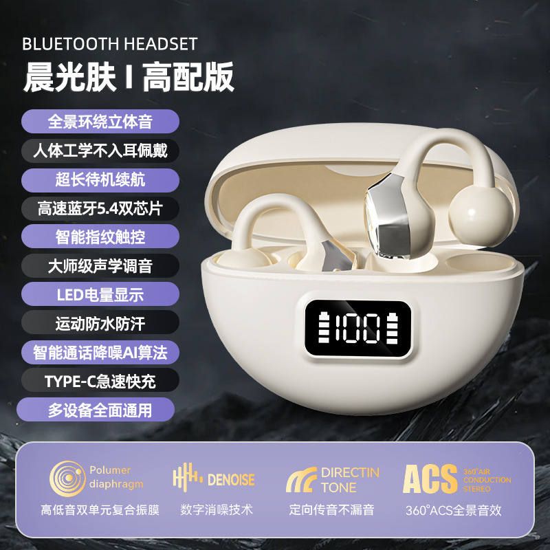 S19 クロスボーダープライベートモデル人気の新しいイヤークリップ Bluetooth ヘッドセットワイヤレスバイノーラル非インイヤーデジタルディスプレイスポーツランニング|undefined