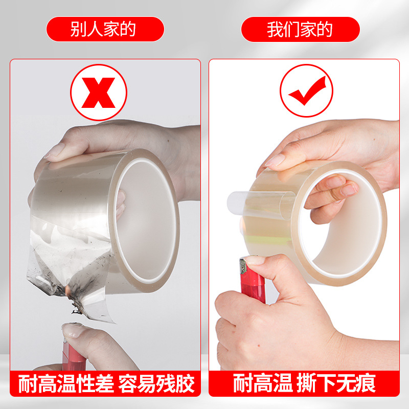 Cinta de alta temperatura transparente para mascotas componentes electrónicos cinta resistente a altas temperaturas placa PCB galvanoplastia aislamiento enmascarar cinta sin costuras