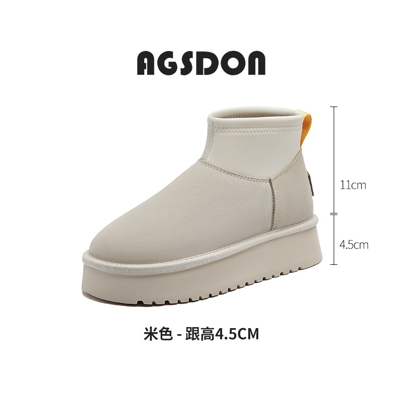Botas de nieve para mujeres 2025 nuevas botas cortas de invierno de terciopelo gruesas, zapatos casuales de algodón de suela alta