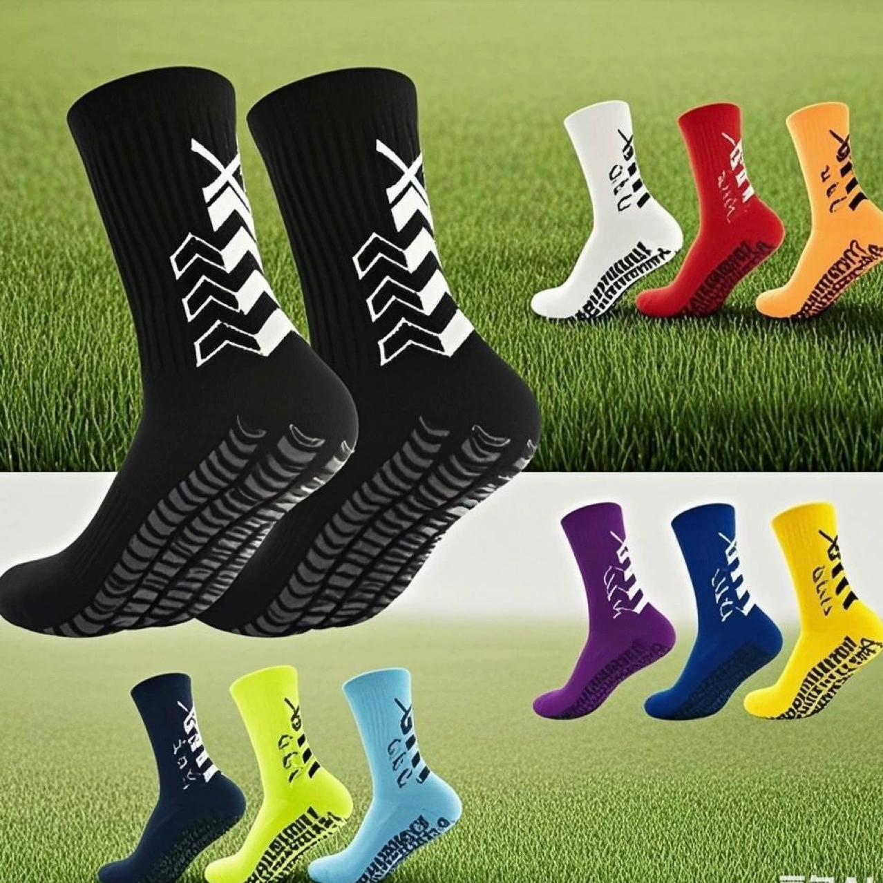 Футбольные носки Amazon Xiyin, нескользящие, с точечным рисунком, сетчатые, дышащие, с амортизацией, для тренировок, баскетбола и других видов спорта
