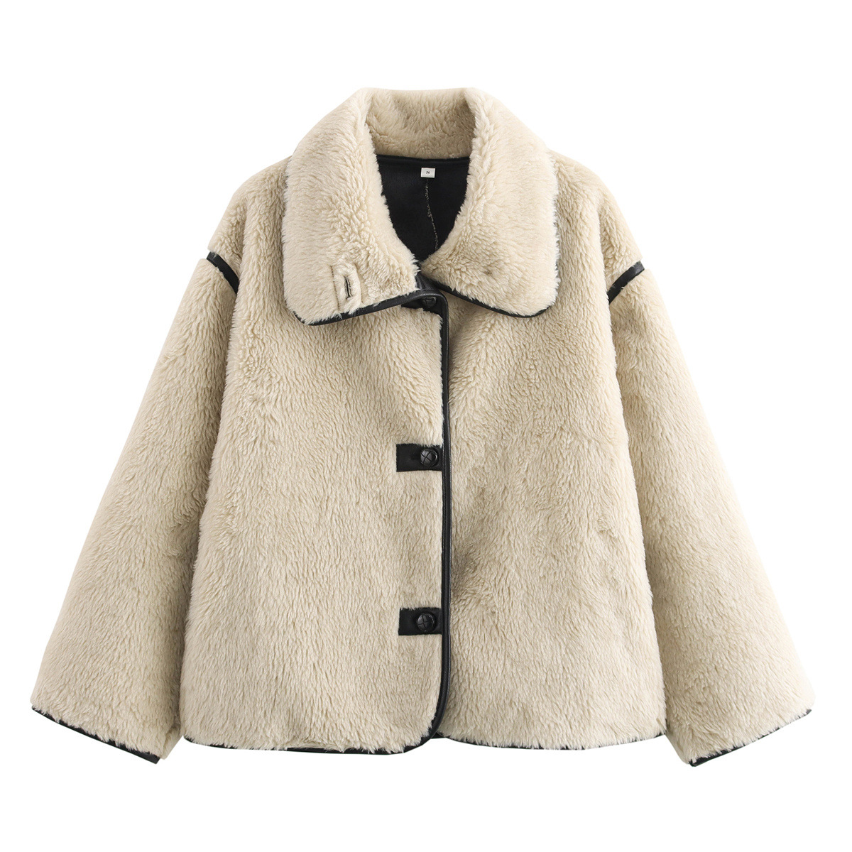 European and American Wholesale 2024 Winter Women's Large Lapel Fur One-Piece Plush Long-Sleeved Jacket Y9-6843