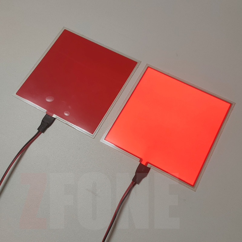 Cold light sheet, Other Cuttable EL Backlight - 10cm10cm-red-with-battery-box-battery-not-included