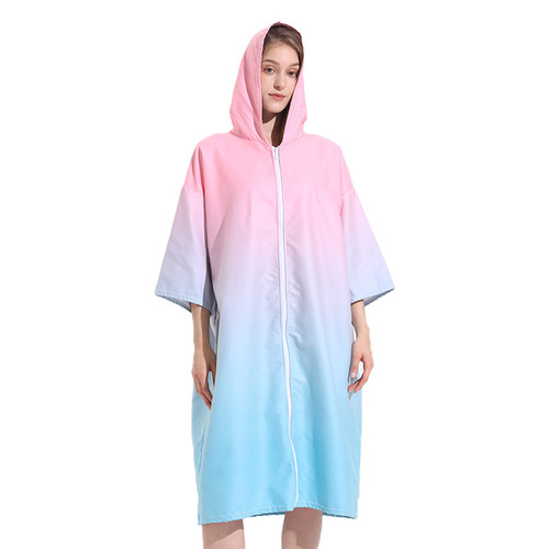 2024 Amazon beach towel foreign trade non-stick sand diving surf suit quick-drying zipper cape swimming bathrobe