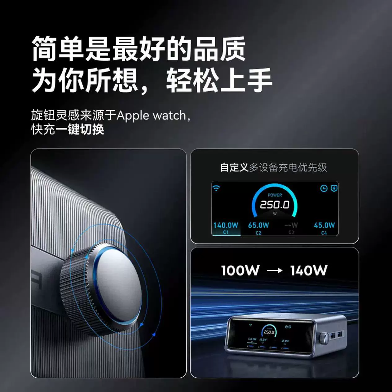 ANKER настольная зарядная станция Pro 250W с дисплеем, зарядка, галлий нитрид, мультитоковой порт, высокая мощность, USB-C