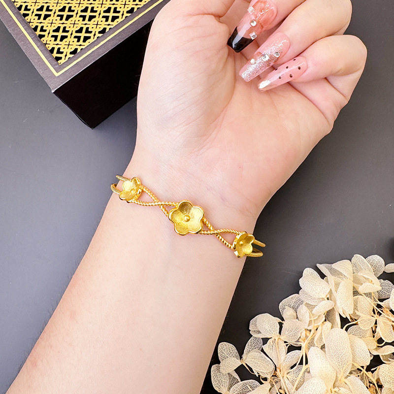 Flores de melocotón de oro Gufasha pulsera simple lujosa dama de alto nivel nicho no se desvanecerá joyas al por mayor