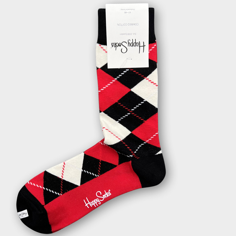 ハッピーソックス メンズソックス ミドル丈 コーマ綿 吸汗消臭 通気性 スウェーデン製 おしゃれ カラフル 薄手