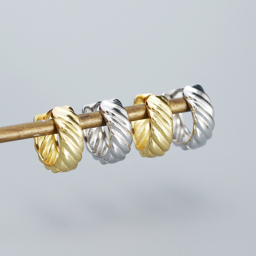 925 Sterling Silver Ear Needle Material 18K Real Gold Plated, Platinum Plated Plating Material 1 Pair 925 Sterling Silver Geometric Electroplating 18K Real Gold Plated Platinum Plated Earrings