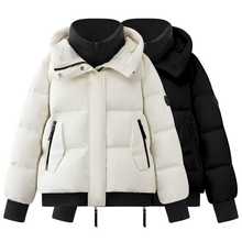 2025冬季新款时尚宽松连帽短款假两件面包羽绒服外套女3ACF4423
