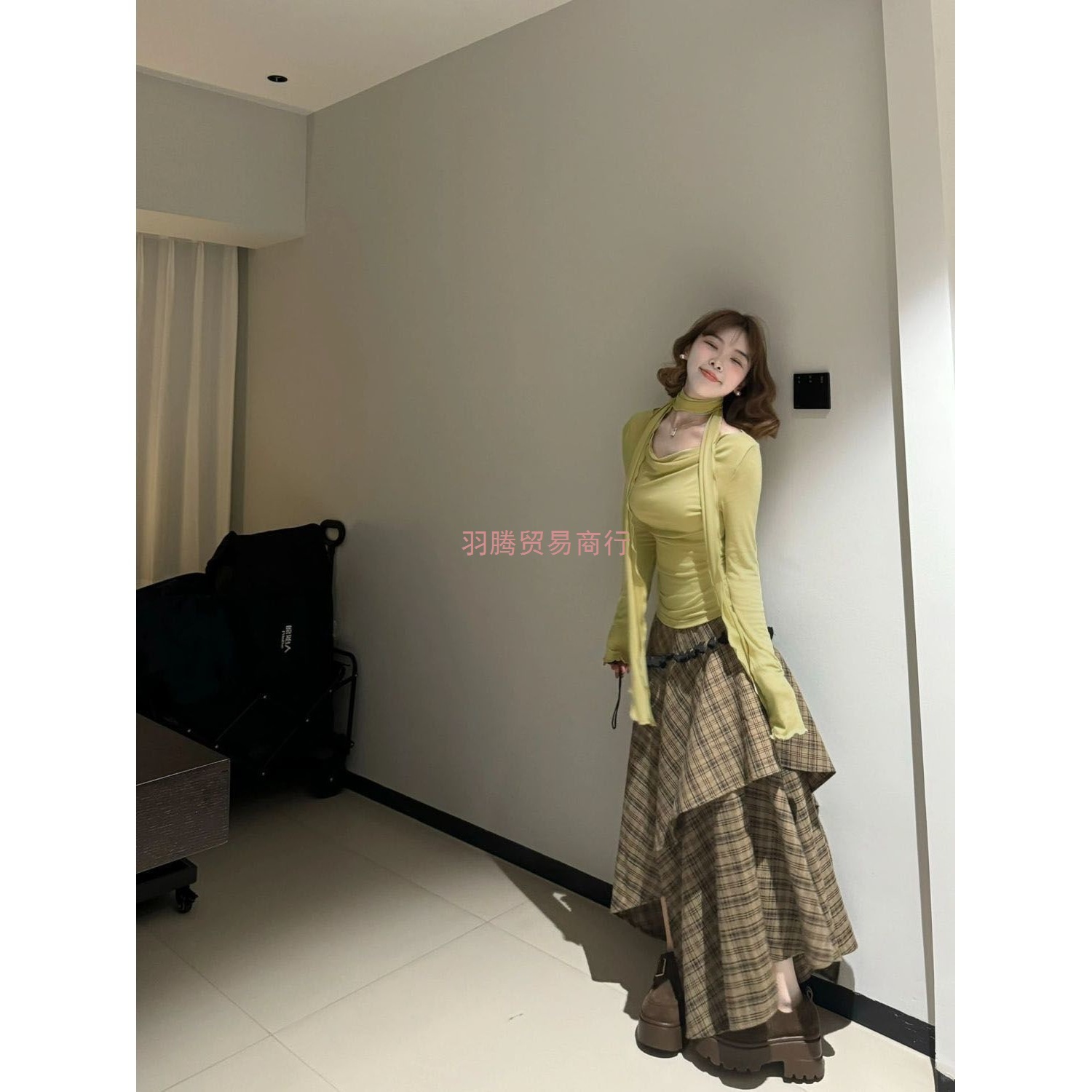 纯欲风套装韩系气质长袖针织衫上衣不规则半身裙子时尚春秋女穿搭