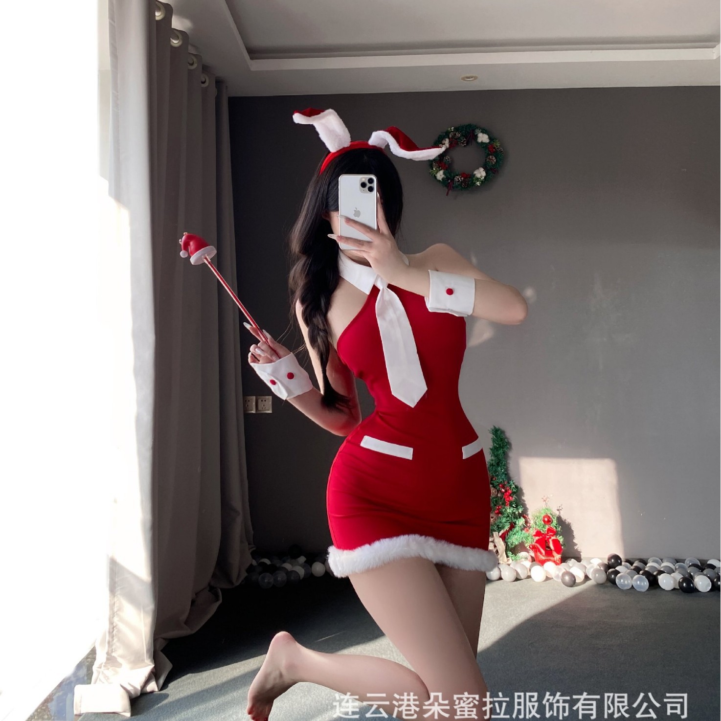 Domi New Christmas Slim Fit Strapless dress Velvet Sexy Anchor suit cosplay Role Play