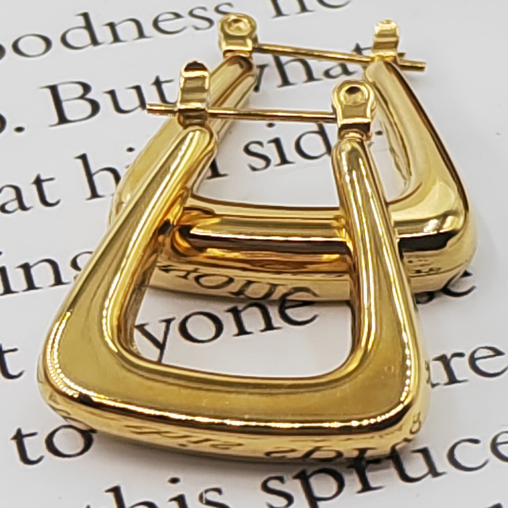 Titanium Steel Material Ins Style Simple Style Trapezoid Titanium Steel Plating Earrings