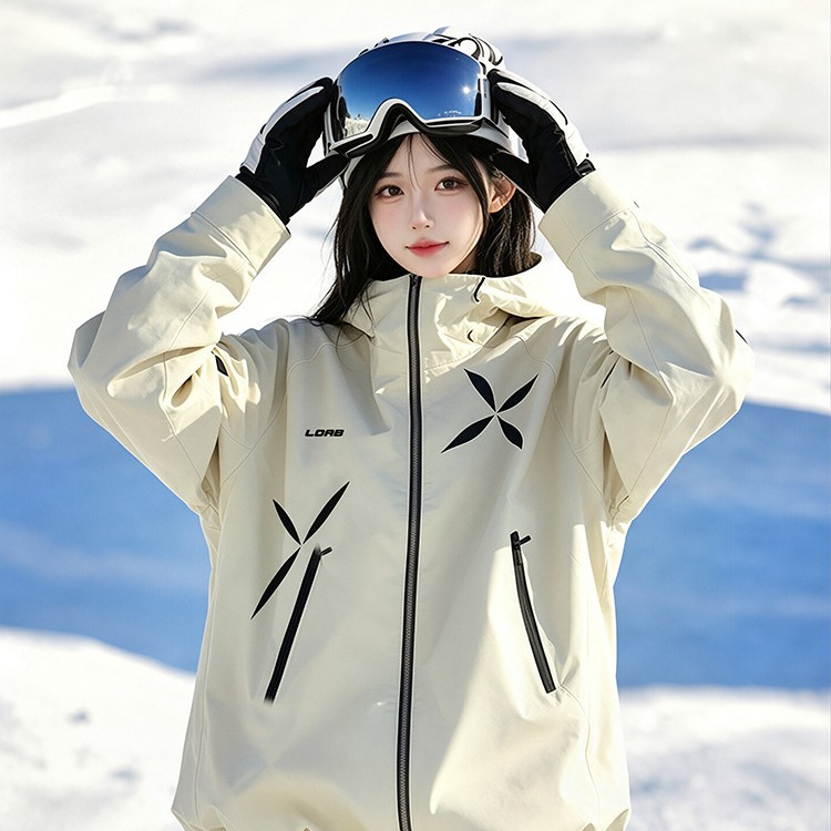 Ldab Yellow Starburst Ski Suit Set for Women 2026 Autumn and Winter New Windproof and Waterproof Ski Jacket for Men and Women