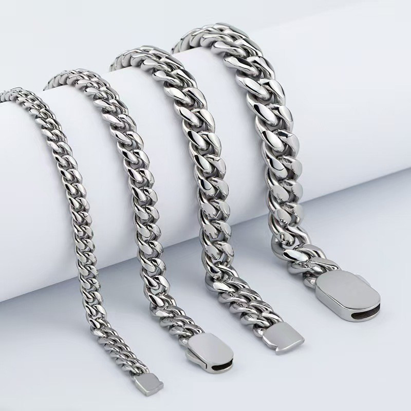 Men’s Cuban Link Bracelet Stainless Steel Waterproof Jewellery_voghion.com