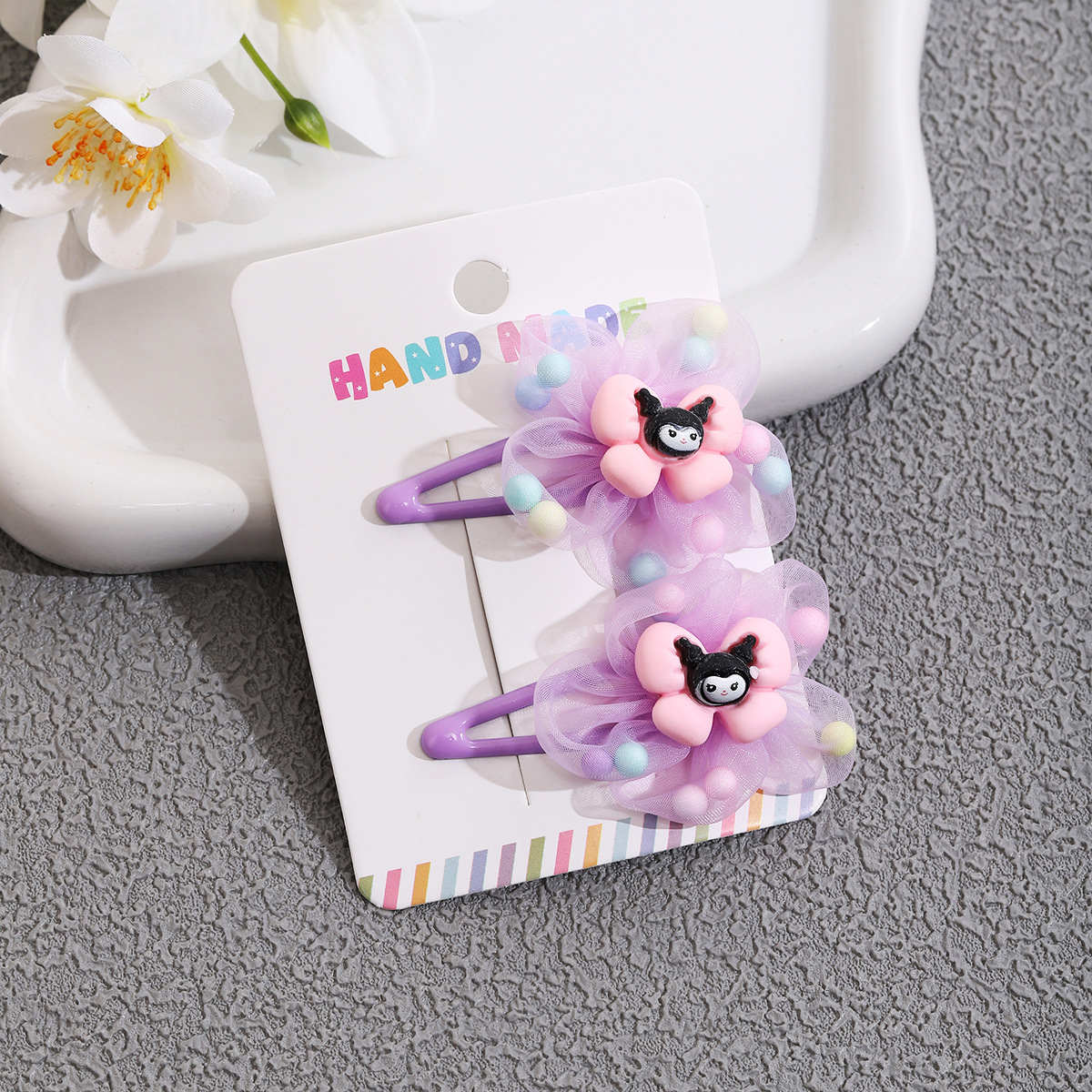 Niños lindo Kuromi horquilla tocado niña bebé flequillo clip lateral horquilla clip clip de dibujos animados niña accesorio para el cabello