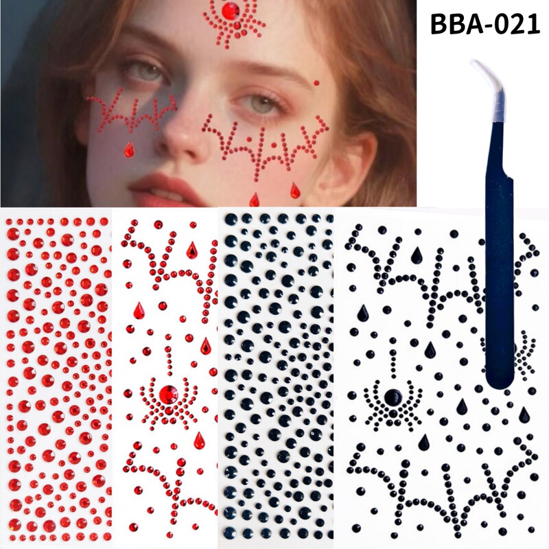 Cross-Border Halloween Spider Web Blood Diamond Self-Adhesive Stickers for Party Festival Celebrations, Body, Face, and Eye Corner Decorations Cross-Border Halloween Spider Web Blood Diamond Self-Adhesive Stickers for Party Festival Celebrations, Body, Face, and Eye Corner Decorations
