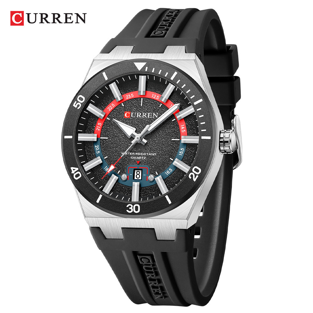 CURREN Reloj de pulsera para hombres CURREN 8491 moda deportivo cinta adhesiva calendario de cuarzo puntero reloj de pulsera image 7