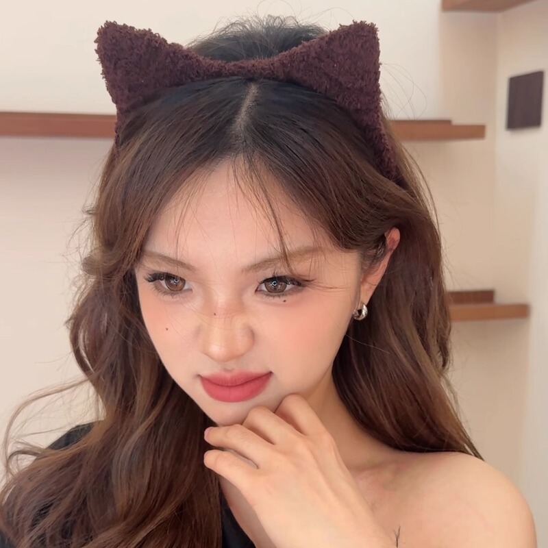 かわいい猫のカチューシャの女性のぬいぐるみの甘い猫の耳の髪飾り洗顔マスクのカチューシャ化粧髪飾り|undefined