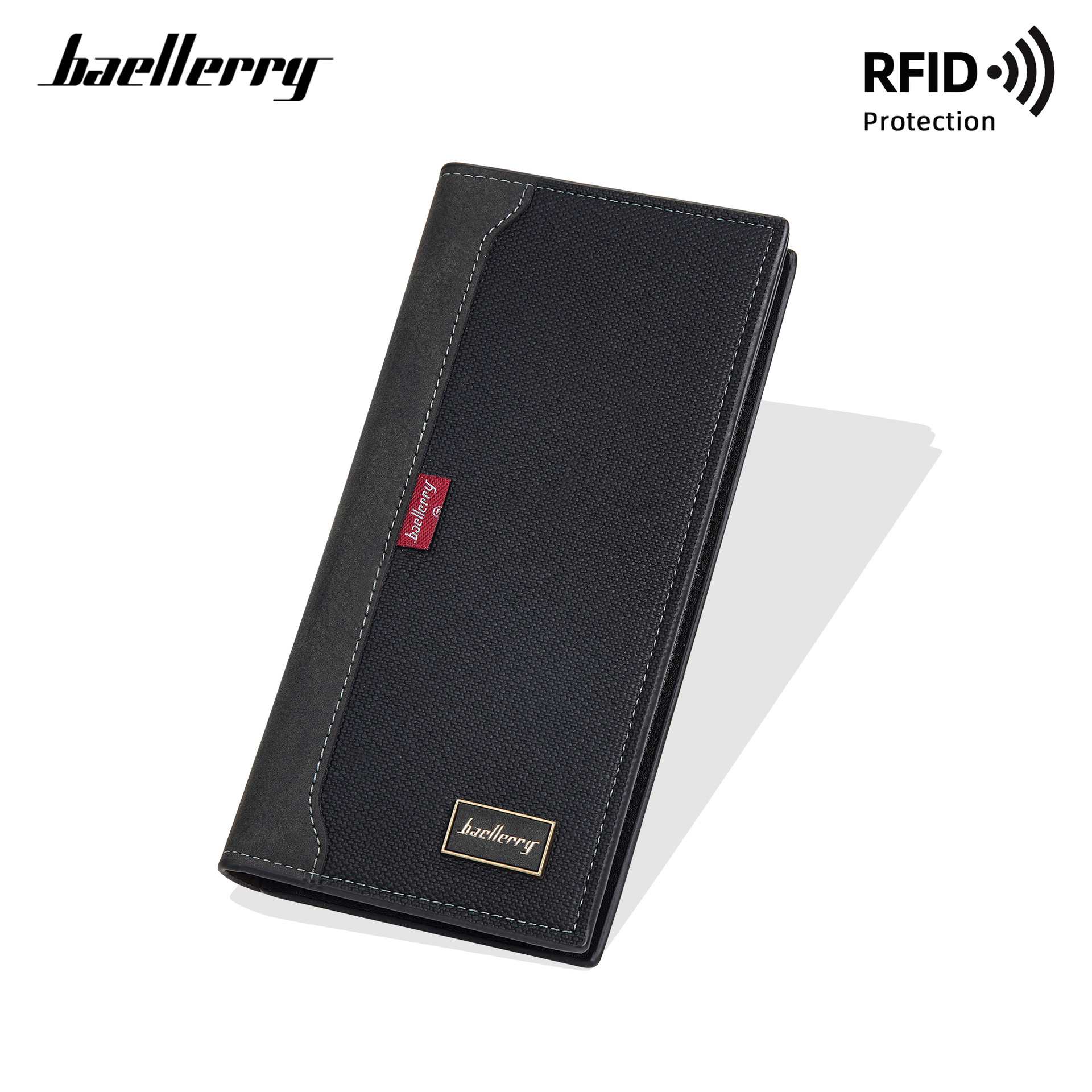 New Wallet Men's Long baellerry European and American Anti-theft Brush Business Multi-card Wallet Zipper Coin Purse