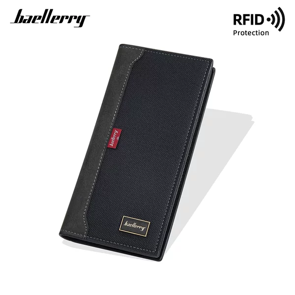 New Wallet Men's Long baellerry European and American Anti-theft Brush Business Multi-card Wallet Zipper Coin Purse