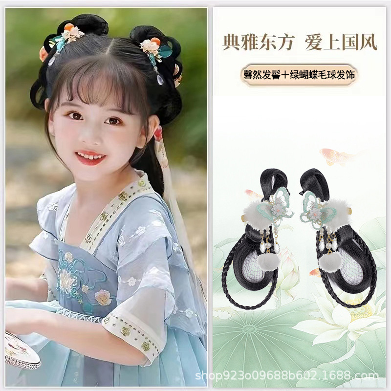 Xinran 헤어 Bun SKU 녹색 나비 헤어 액세서리