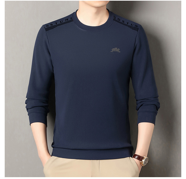 Áo sweatshirt nam cổ tròn dài tay, nỉ lông cừu dày dặn, form rộng thoải mái — Xanh trên chi tiết 12