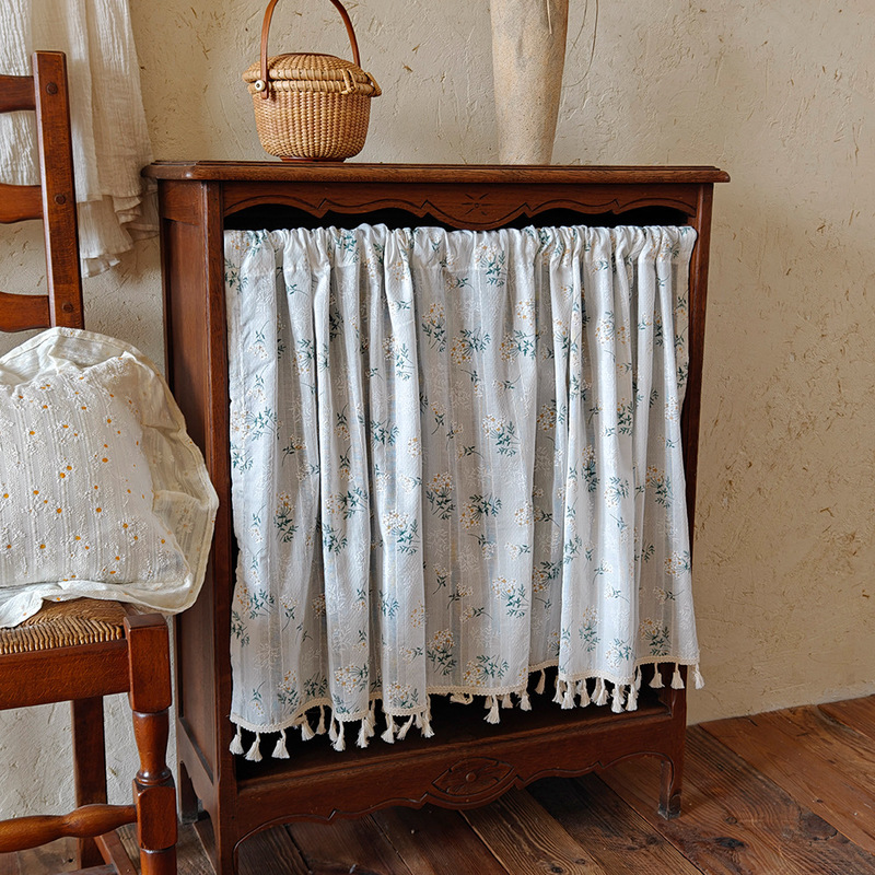 Small Floral Cabinet Curtain for Home Use, No-Drill Door Curtain, Simple Small Curtain for Shoe Cabinet and Wardrobe Decoration Partition Curtain