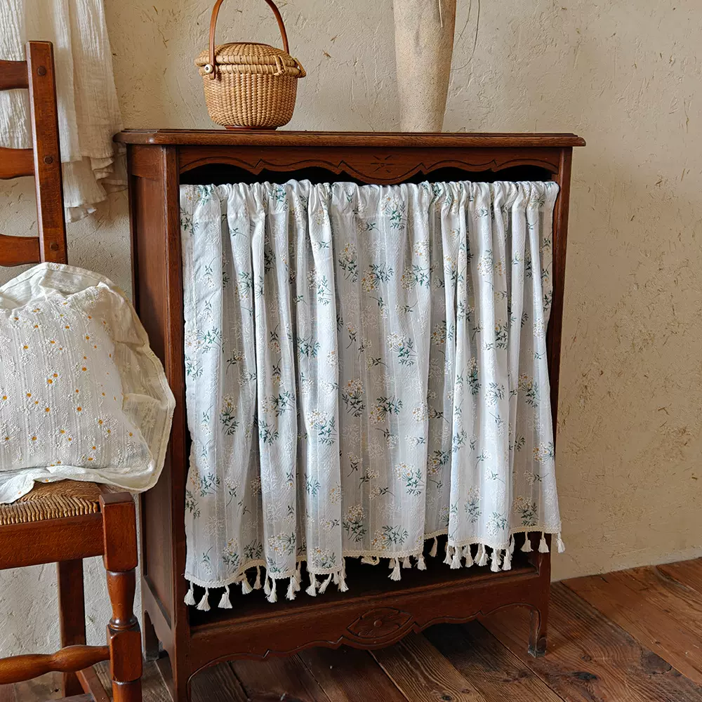 小碎花橱柜遮挡帘家用免打孔门帘简易小窗帘鞋柜衣柜装饰布隔断帘