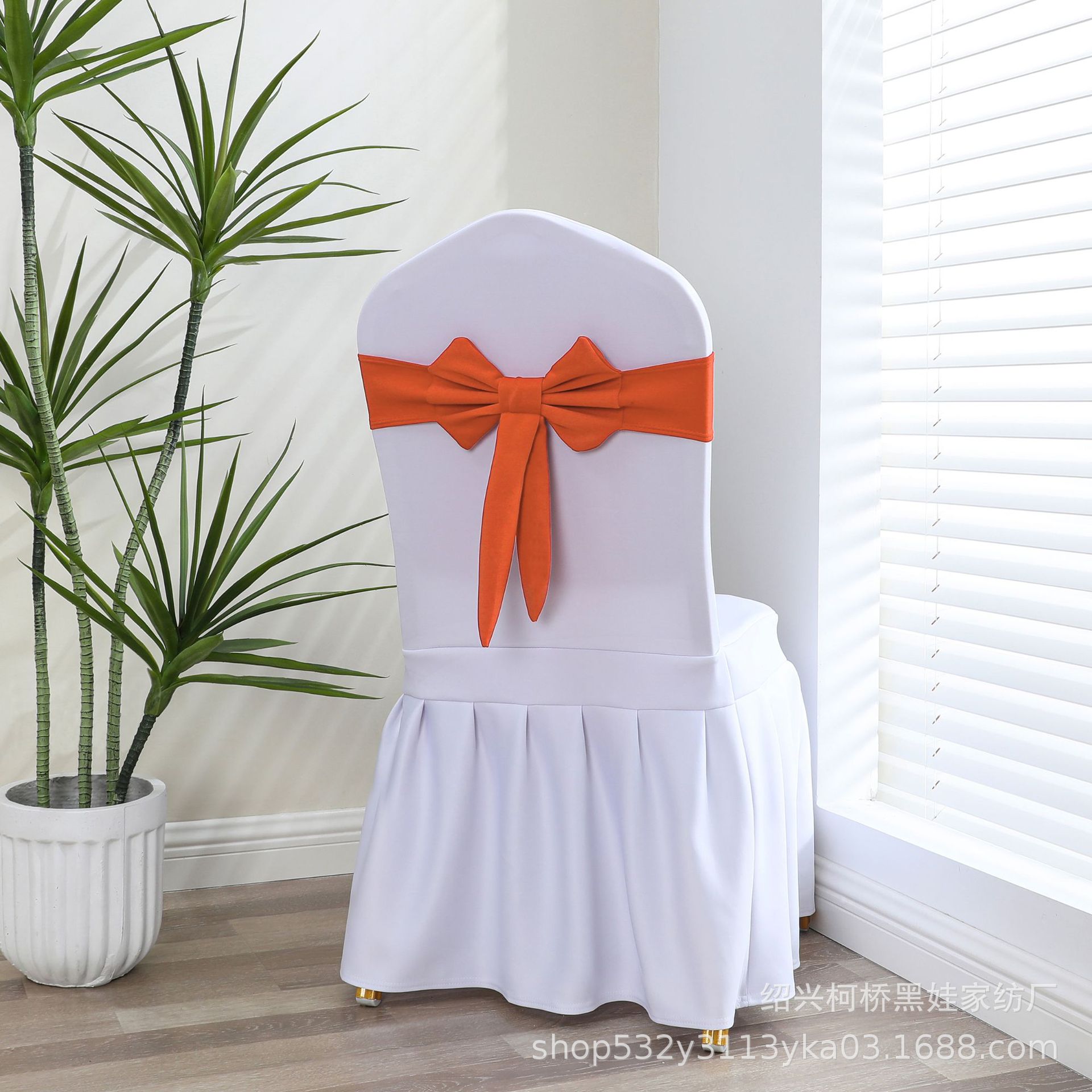 No-tie elastic chair back decoration wedding hotel chair cover bow banquet chair cover elastic chair back flower strap