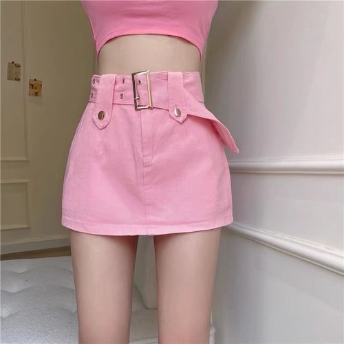 Women's Jeans A-line Short Skirt High-waisted Booty Shorts American Retro Fall/Winter Hot Girl Black Skirt Pants Dress