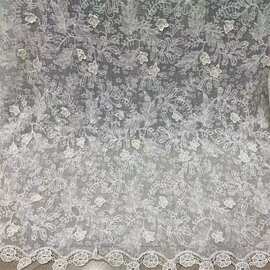 欧美风珠片烫钻绣花布料 蕾丝刺绣网布花边婚纱礼服童装女装面料
