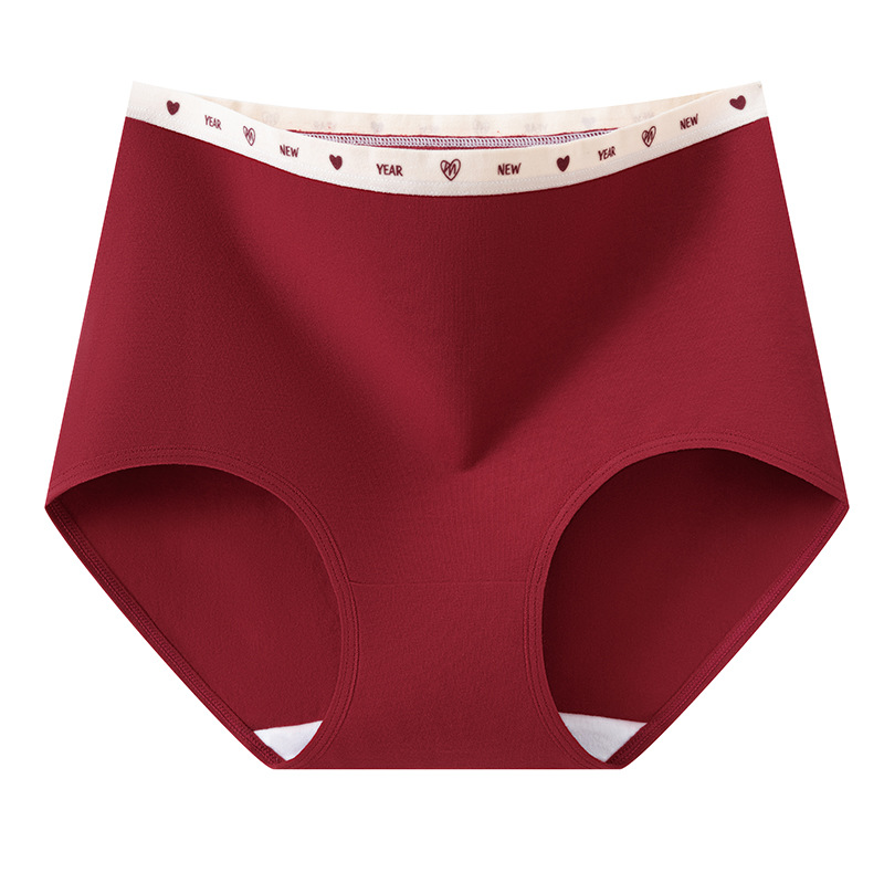 Bragas de algodón rojo Ankara 7A de algodón antibacteriano entrepierna de algodón de cintura alta nueva ropa interior de mujer con abdomen calcetines gratis