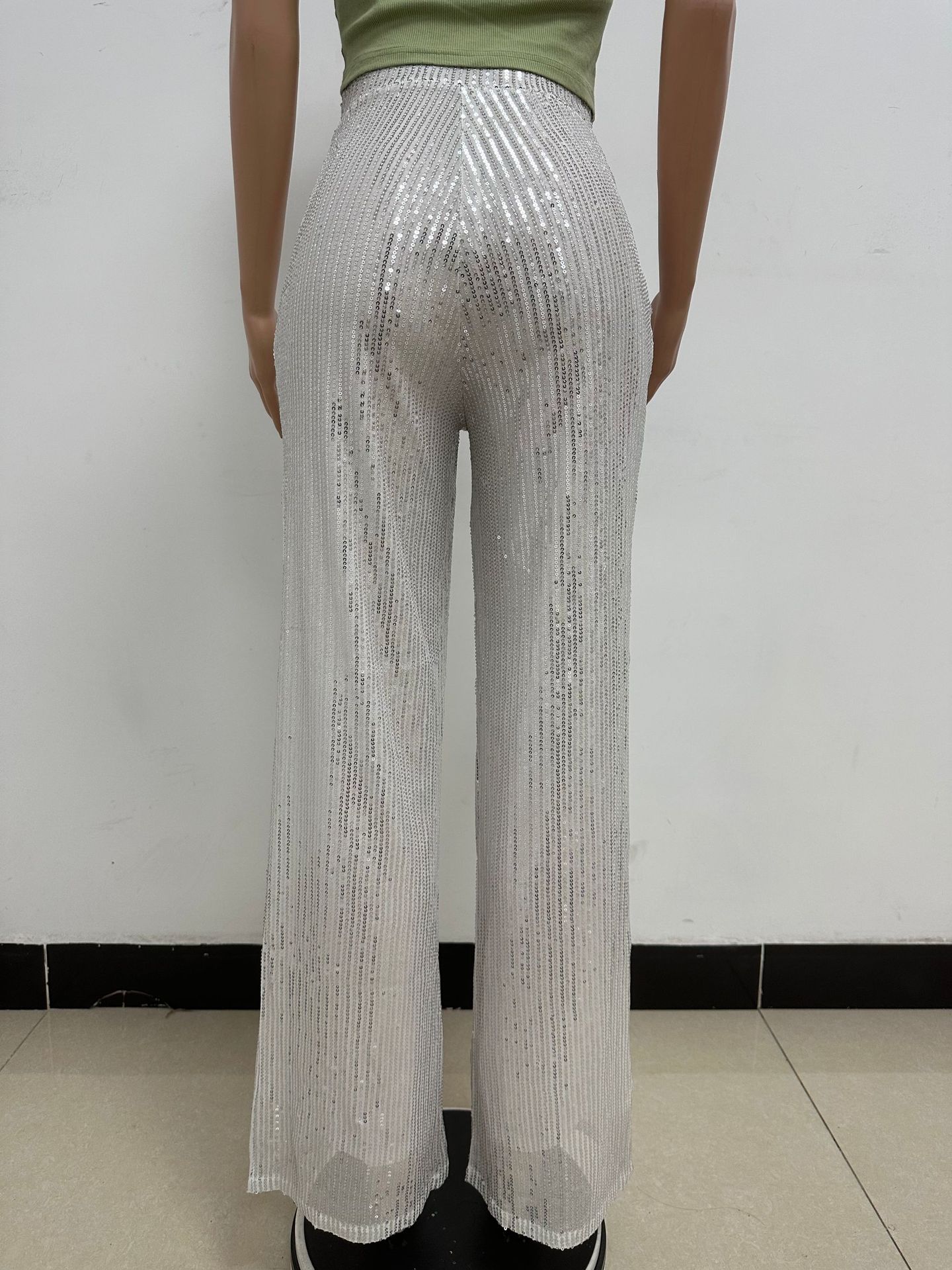 Women's Party Street Fashion Solid Color Full Length Sequins Casual Pants display picture 44