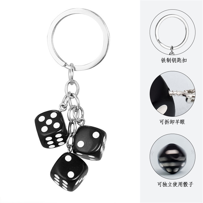 Cross-Border Popular Creative Resin Dice Shape Keychain Pendant Portable Bag Pen Accessories Pendant