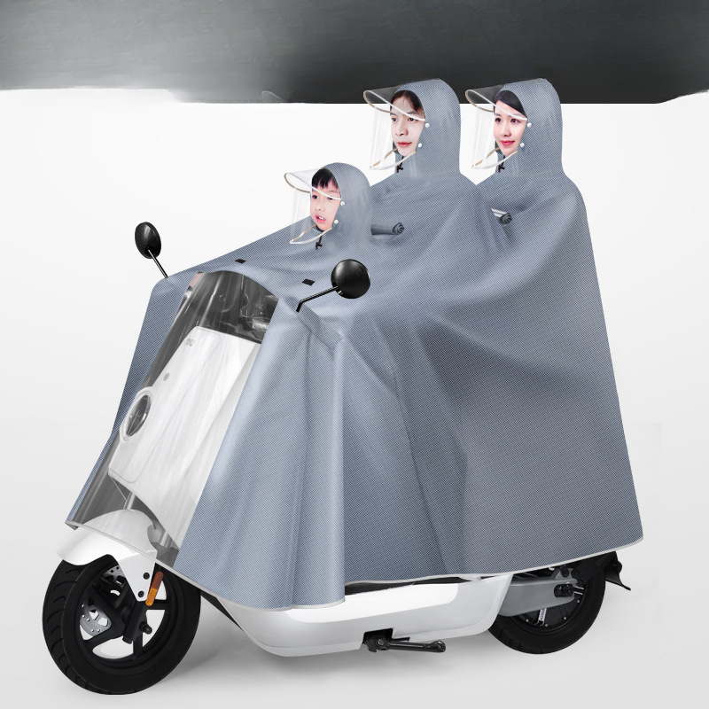 Chaqueta de lluvia para tres padres e hijos, coche eléctrico, madre e hijo, doble engrosado y largo, batería de lluvia a prueba de tormentas de todo el cuerpo, chaqueta de lluvia para motocicleta
