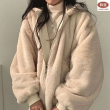 2023冬季新款两面穿棉服飞行员夹克宽松连帽加绒加厚外套女棉衣女