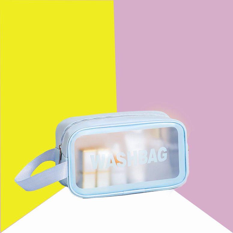 Gran capacidad portátil coreana PU esmerilado transparente impermeable espesado lavado almacenamiento bolsa de maquillaje a prueba de polvo comercio exterior