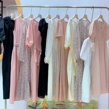 迪澳世家撤柜品牌25夏小清新泡泡袖中长款连衣裙走份尾货批发