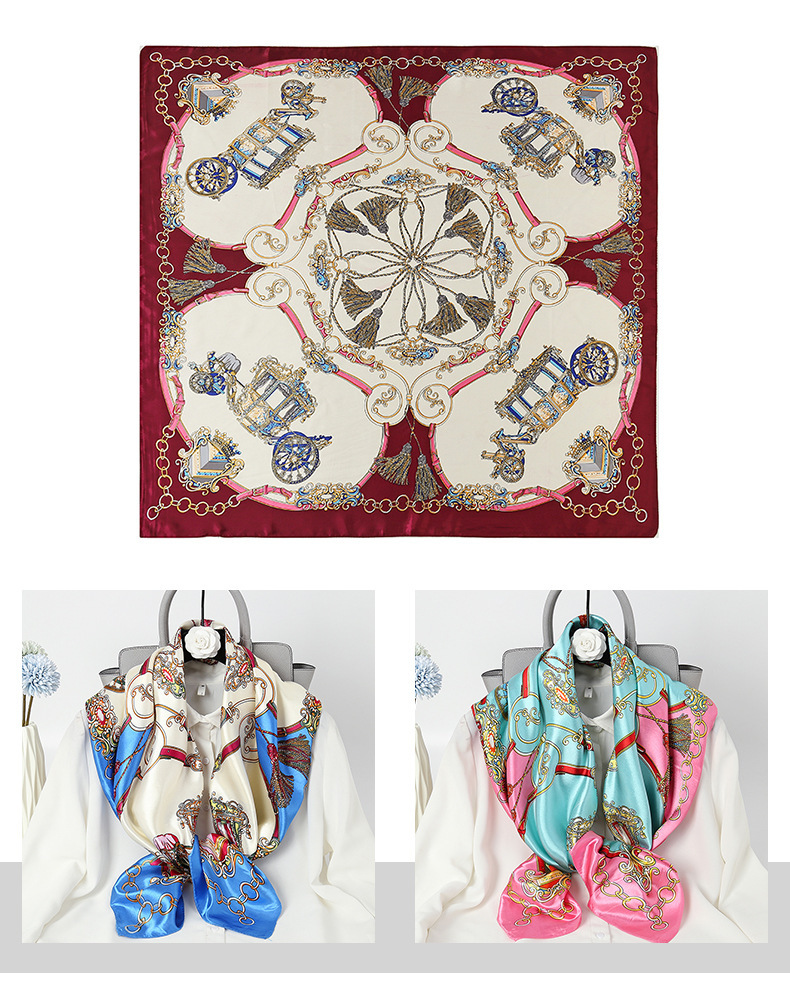 Women's Fashion Flower Chiffon Printing Silk Scarves display picture 2